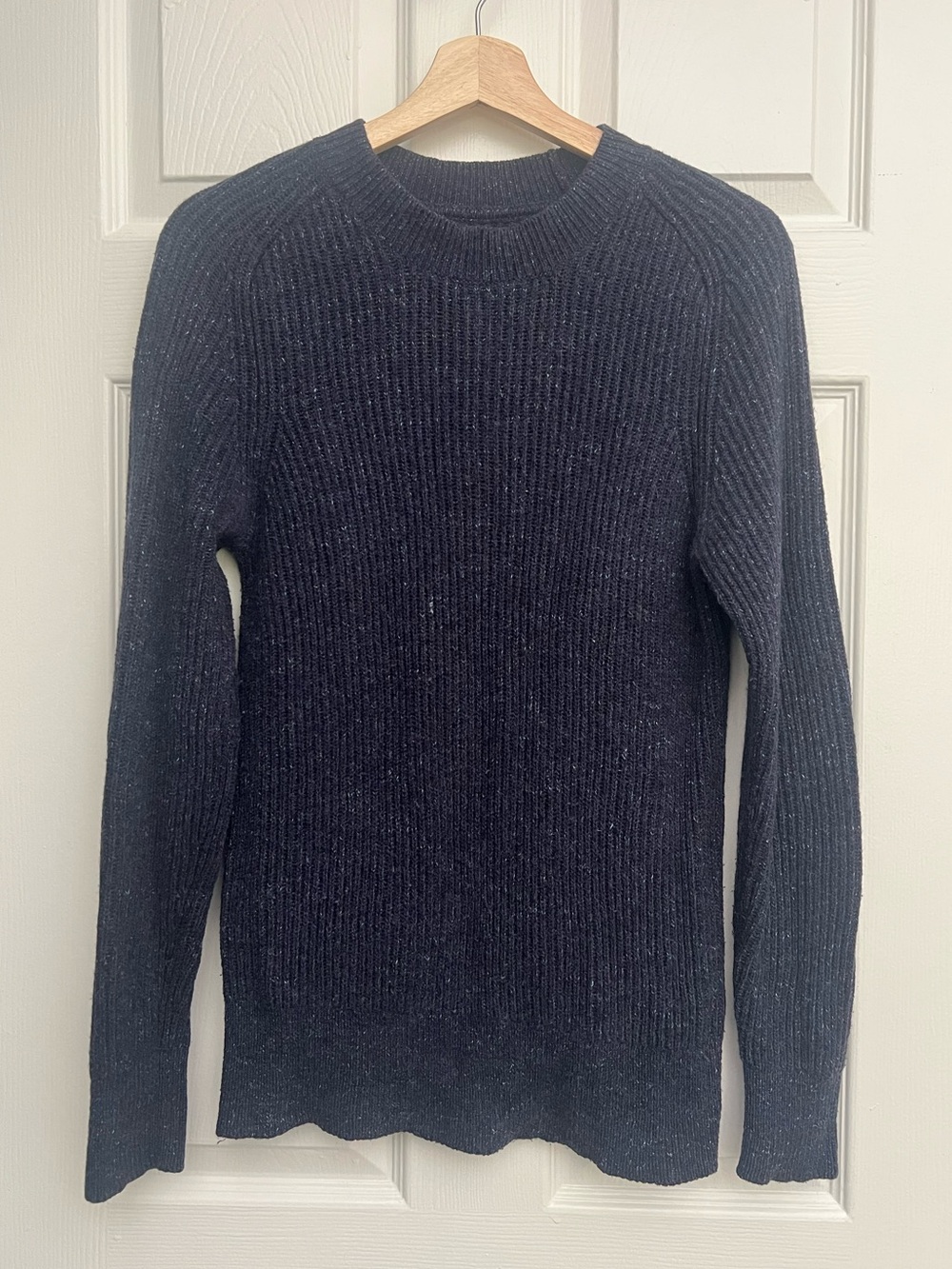 Everlane Wool Cotton Blend Navy Ribbed Crewneck Sweater